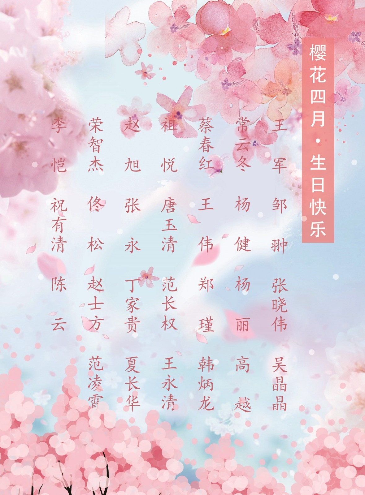 【生日祝福】恭祝04月生日的員工生日快樂(lè)！
